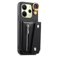 Étui de téléphone portefeuille antichoc pour Xiaomi 15 Pro/Redmi Note 14/Note 14 Pro Plus/K80 avec fentes pour fermeture éclair