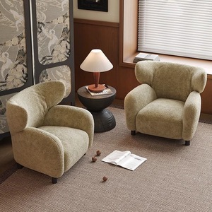 Fauteuil design aile de <span class=keywords><strong>sirène</strong></span> vintage en bouclé, canapé simple, fauteuil lounge style nordique, mobilier de décoration intérieure - Product Image 5