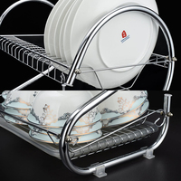 Égouttoir à vaisselle double niveau sur pied en acier inoxydable 304 avec étagère de rangement, fourni par l'usine