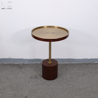 Nordique doré Simple moderne rond en bois Base canapé côté Service boisson Table petite Table basse pour salon