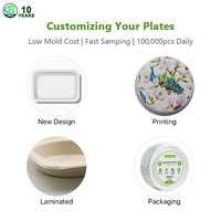 Assiettes rondes jetables en pulpe de bagasse de canne à sucre, compostables et biodégradables, blanches naturelles, de 6, 7, 8, 9 et 10 pouces