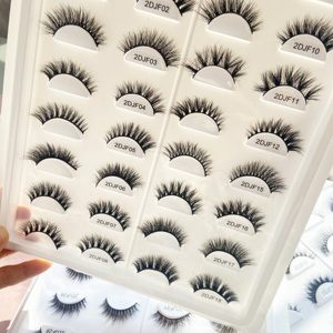 Faux <span class=keywords><strong>cils</strong></span> synthétiques naturels courts en bande, effet vison, 12mm, pour marque privée, vente en gros, avec boîte personnalisée - Product Image 1