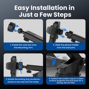 Support de téléphone de voiture à ventouse en ABS personnalisé avec logo OEM, bras extensible rotatif à 360 degrés, fixation à une touche, compatible avec les appareils de 4,7 à 7 pouces - Product Image 6