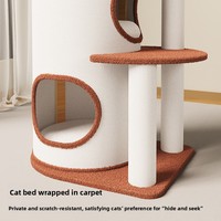 Arranhador e Estrutura de Escalada para Gatos em Madeira Durável com Compartimento Aberto Integrado e Cama - Estilo Moderno e Atraente para Uso Interno e Externo