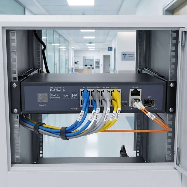 8 FE 2GE 1SFP Uplink PoE Switch for Hospital CCTV and Healthcare Network