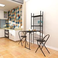 Table de cuisine pliante, ensemble de salle à manger avec cadre en métal et étagère de rangement, Table de Bar et chaises pour appartement, cuisine