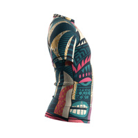 Vente en gros de rashguard à manches courtes noir pour homme UPF50+ pour le surf et la voile, imprimé tribal multicolore, séchage rapide