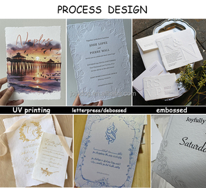 Cartes d'invitation de mariage en <span class=keywords><strong>papier</strong></span> coton, impression typographique, <span class=keywords><strong>papier</strong></span> fait main, impression livre, personnalisées, gaufrées ou en relief - Product Image 6