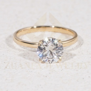 Anillos de Diamantes Cultivados en Laboratorio con Corte Redondo IGI de 2 Quilates, Oro Sólido de 14 Quilates, Anillos de Compromiso Clásicos con Diamantes de Laboratorio para Mujer - Product Image 1