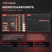 Ensemble d'outils de mécanicien 203 pièces avec 5 plateaux en mousse EVA, clés à douille, douilles à chocs, pinces, tournevis, outils de réparation automobile pour armoire à outils