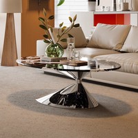 Table Basse UFO de Luxe Haut de Gamme Style Wabi-Sabi Rétro avec Éclairage Intégré, Plusieurs Tailles Disponibles pour Usage Domestique