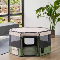 Parc portable en tissu à 8 panneaux avec couvercle supérieur en maille amovible à fermeture éclair et fond étanche pour chats, chiens et petits animaux