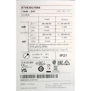 ATV630U15N4 15kW 400V ตัวควบคุมความเร็วมอเตอร์แบบสามเฟส - ตัวควบคุมความเร็วมอเตอร์สำหรับงานหนัก - Product Image 4