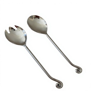 Stainless Steel Salad Servers <b>Set</b> With Curved Handles Dishwasher Safe Metal Salad Tools Elegant Salad Serving Tool <b>Set</b> For Sale - Product Image 1