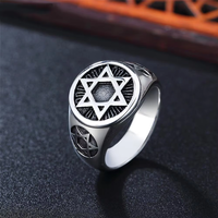 Norse Viking Vintage Acier Inoxydable Triangle Logo Anneau Nordique Viking Rune Boussole Ronde Chevalière Anneau pour Hommes