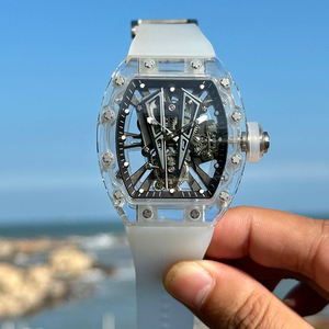 Reloj de pulsera de lujo para hombre, modelo 27-03, ligero, con caja de cristal de zafiro totalmente transparente, puente tourbillon de titanio en forma de V, esqueleto. - Product Image 6