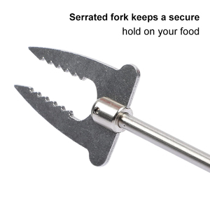 Fourchettes télescopiques UPSILON en acier inoxydable de 32 pouces avec manche en <span class=keywords><strong>bois</strong></span> pour hot-dogs, idéales pour les feux de camp, les brasero et les grillades, faciles à nettoyer - Product Image 4