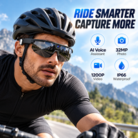 Lunettes de cyclisme intelligentes IA avec caméra 8MP, photos 32MP, vidéo 1200P, transfert Wi-Fi, EIS anti-tremblement, IP66, 49g, lunettes de soleil sport en temps réel