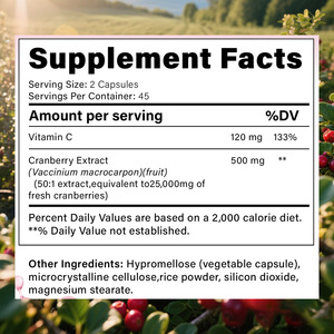 OEM Biologische Cranberry Capsules Cranberry Harde Capsules Ondersteuning van de Urinewegen voor Vrouwen Vegan - Product Image 2