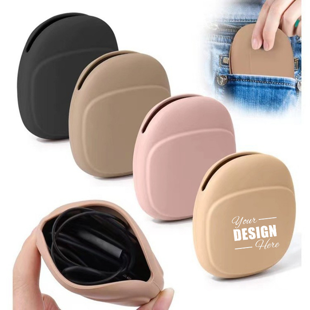 Custom Silicone Cable Organizer & Magnetic Storage Box - Portable Headphone & Data Cable Case for Promotional Gift