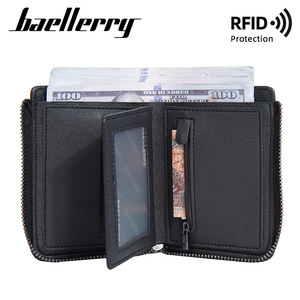 Baellerry Men's Short <b>Wallet</b> Black <b>RFID</b> Protection Zipper <b>Wallet</b> Everyday Use - Product Image 4