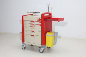 Carrello di Emergenza EMS con Tavola CPR, Sistema di Scarico Doppio in ABS, Porta Ossigeno, Prese di Corrente Nascoste, 50 Etichette di Blocco di Emergenza per Ospedali e Hotel - Product Image 3