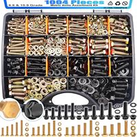 Set Baut dan Mur Flens Heksagonal dalam Kotak, 400-1004 PCS, Aneka Kepala Heksagonal