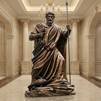 Statue classique masculine figurative en bronze – Sculpture hellénistique moulée à la cire perdue avec piédestal orné – Sculpture en bronze