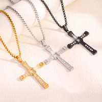 Collar de Cruz de Acero Inoxidable 316L, Estilo Veloz y Apasionado 8 Torredo, para Hombre, Agresivo, Moderno, para Fiesta