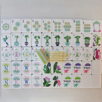 Nouvelles tuiles de mahjong américaines en acrylique à quatre couches, motif bambou, transfrontalières, pliables, écologiques, emballage en boîte en carton portable