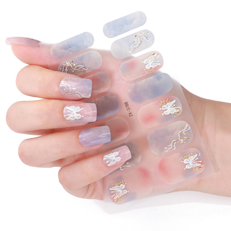 Free Sample Self-Adhesive 100% Gel 3D Nail Polish Wraps Water