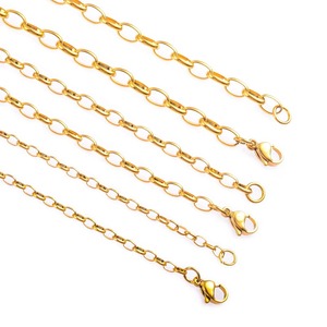 Collar largo de cadena con eslabones ovalados únicos de acero inoxidable, color dorado, estilo hip hop, para mujeres y hombres, regalo de joyería, se puede personalizar. - Product Image 4