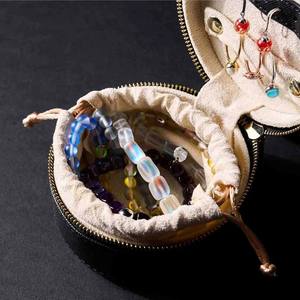 Wholesale Jewellery <b>Box</b> Black Leather <b>Round</b> Jewelry Mini Storage Case Custom Logo Design <b>Gift</b> Packaging PU Jewellery Organiser - Product Image 3