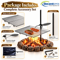 Barbecue de camping portable avec grille chromée, piquet réglable, poignée en spirale, sac de rangement, barbecue pliable