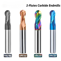 YUDE HRC50/55/70 Fraises à balle industrielles en carbure à 2 dents R0.5-R6.0mm pour machines-outils et composants de machines générales