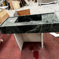 Évier rectangulaire de luxe en marbre vert poli avec piédestal, lavabo en marbre