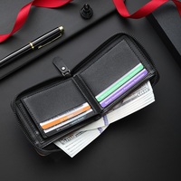 Dompet Zipper Kulit PU Pendek Modis dengan Warna Patchwork untuk Pria, Dilengkapi Kantong Koin, Kapasitas Besar dengan Banyak Slot Tempat Kartu