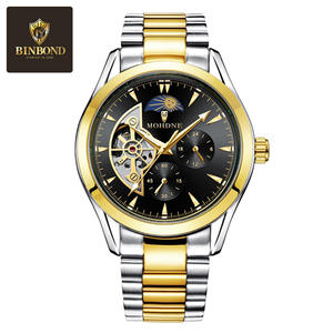 Montre mécanique automatique pour homme, étanche 5 ATM, en acier, nouvelle collection, avec tourbillon soleil-lune-étoiles, cadran ajouré, lumineuse, six aiguilles, trois yeux - Product Image 5