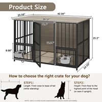 Cage pour chien de type mobilier domestique, panneaux en fer, design simple, thermolaquée, deux gamelles montées, configuration multi-entrées, taille moyenne et grande