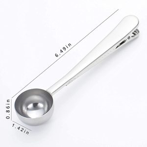 Cuchara Medidora de Café 2 en <span class=keywords><strong>1</strong></span> de Acero Inoxidable de <span class=keywords><strong>1</strong></span> Cucharadita con Clip Sellador de Bolsas para Café Molido Multiusos en la Cocina - Product Image 2