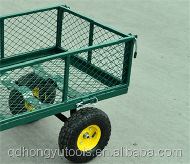 Heavy Duty Cast Iron Garden Wagon Cart 3.50-4 Pneumatic Foldable Hand Trolley Four-Wheel Platform Mesh Tools OEM 250kg Load