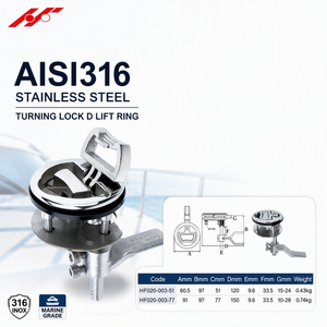 Anneau de levage en D en acier inoxydable AISI316 de marque HF, quincaillerie marine, accessoires pour bateaux - Product Image 3