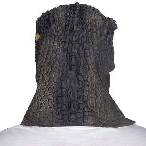 Maschera in lattice di dinosauro T-Rex <span class=keywords><strong>a</strong></span> testa intera, marrone scuro, texture realistica squamatosa, occhi gialli, denti bianchi, bocca rosa aperta, morbida e confortevole - Product Image 6