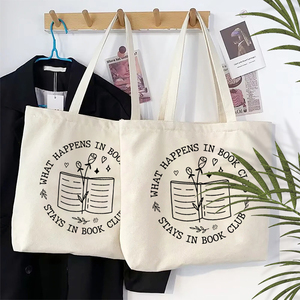 Borsa Tote Personalizzata con Motivo 'What Happens in Book Club Stays in Book Club' in Tela, Borsa a Spalla Riutilizzabile da Viaggio per Donne - Product Image 4