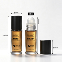 Flacon en verre vide personnalisé de 30 ml pour huile essentielle avec bille roulante en plastique et bouchon pour huile capillaire, sérum, parfum, emballage Keyo