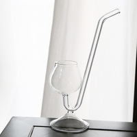 Verre à cocktail fantaisie en forme de tuyau avec paille intégrée, gobelet en verre soufflé à la main transparent pour bar et club