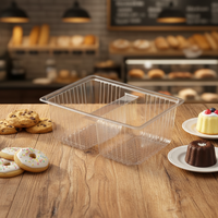 Barquettes en plastique PET rectangulaires transparentes jetables avec un design à deux compartiments pour l'emballage de biscuits, de petits gâteaux, de boîtes cadeaux