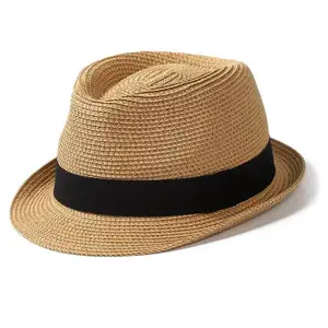 도매 비치 모자 직업 접이식 플로피 여름 밀짚 모자 파나마 모자 종이 밀짚