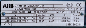 M2AA-071B-2 3GAA071002-CSE PLC มอเตอร์ 3 เฟสสำหรับการควบคุมทางอุตสาหกรรม - Product Image 2