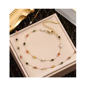 Conjunto de Collar y Pulsera de Piedras Naturales para Mujer, Pulsera de Acero Inoxidable con Cuentas, Conjunto de Collar de Piedras Naturales - Product Image 2